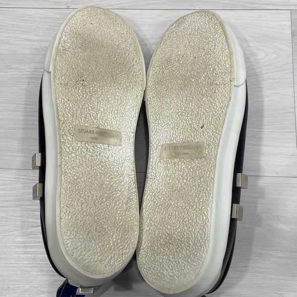 Stuart Weitzman Galaxy Aoki Black Leather Sneakers Size 8 - Picture 9 of 16